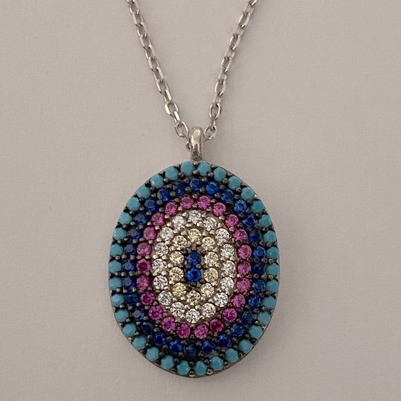 Jewelry - 🧿925 sterling silver evil eye cz stones necklace